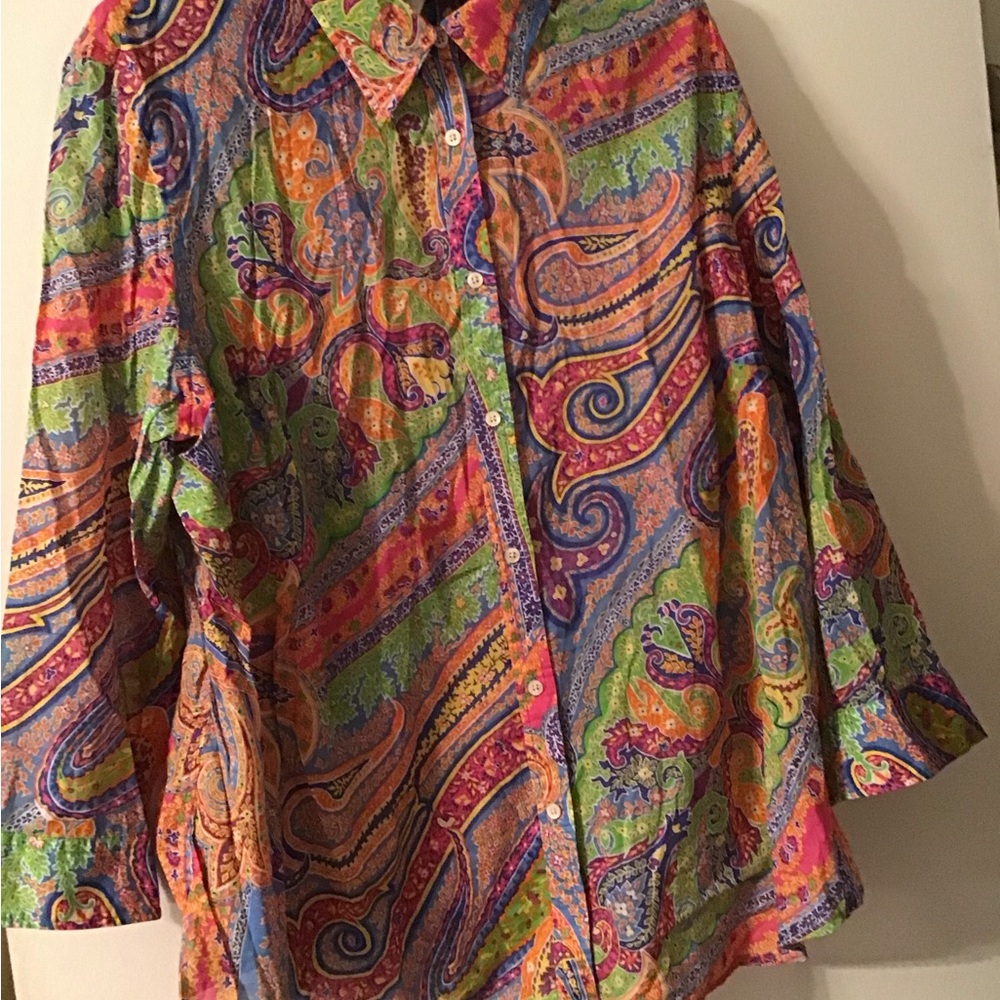 LAUREN Ralph Lauren Colorful Paisley Women's Top 2X